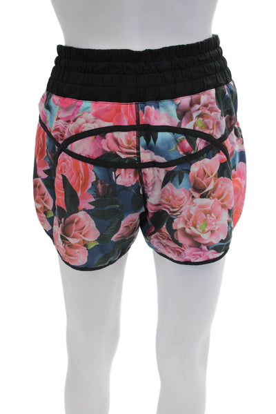 Lululemon Womens Floral Print Pull On Shorts Pink Blue Size 12