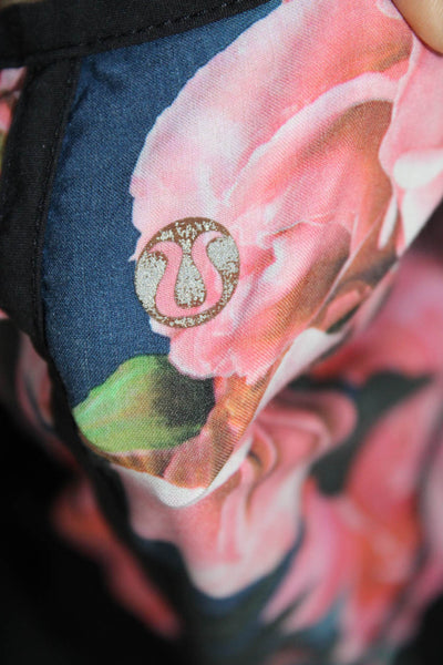 Lululemon Womens Floral Print Pull On Shorts Pink Blue Size 12
