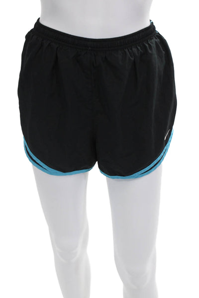 Nike Womens High Rise Drawstring Waist Shorts Black Blue Size Large