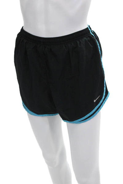 Nike Womens High Rise Drawstring Waist Shorts Black Blue Size Large
