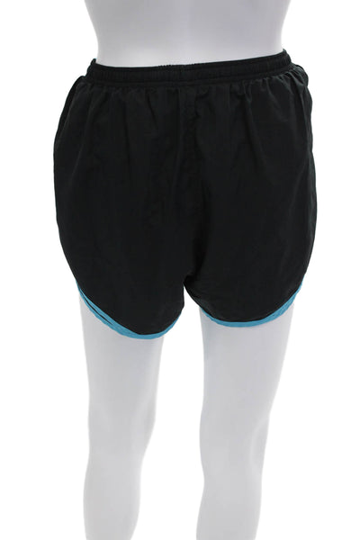 Nike Womens High Rise Drawstring Waist Shorts Black Blue Size Large