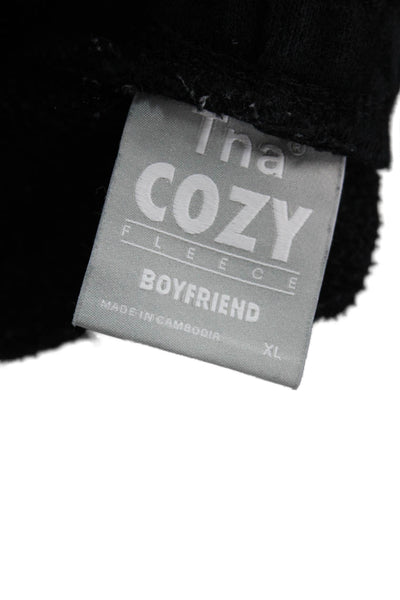 TNA Womens Cozy Fleece Boyfriend Shorts Black Cotton Size Extra Large