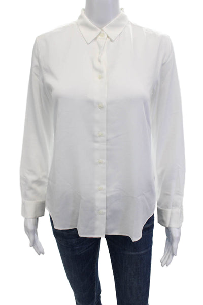Uniqlo Womens White Collared Basic Button-Up Blouse Long Sleeve Size 2XS