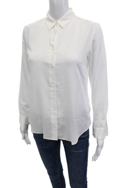 Uniqlo Womens White Collared Basic Button-Up Blouse Long Sleeve Size 2XS