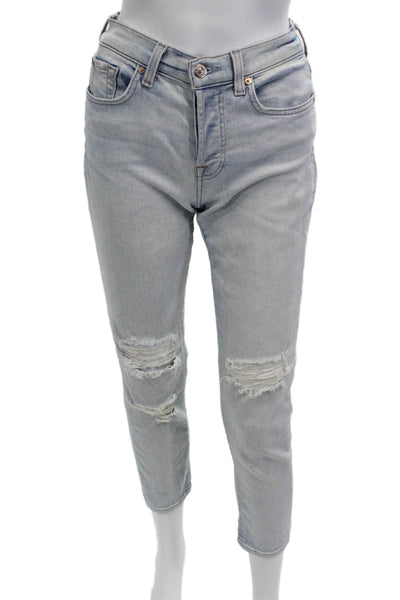 7 For All Mankind Women Cropped Ankle Jeans Gray Size 23