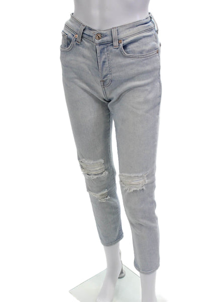 7 For All Mankind Women Cropped Ankle Jeans Gray Size 23