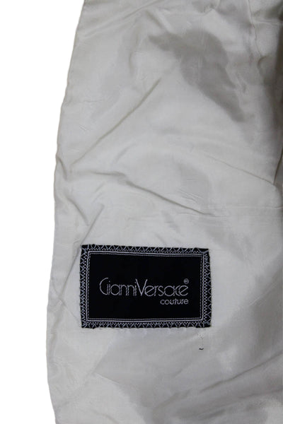 Gianni Versace Womens Single Button Blazer Jacket White Wool Blend Size EUR 40