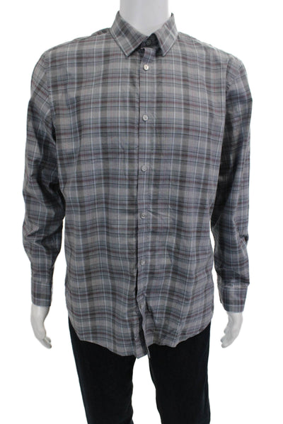 Calvin Klein Men's Long Sleeves Button Down Multicolor Plaid Shirt Size M