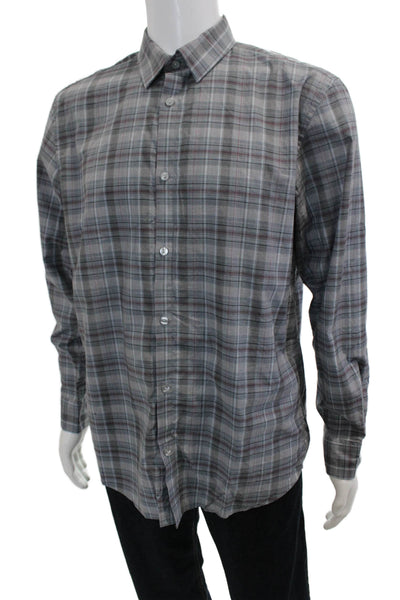 Calvin Klein Men's Long Sleeves Button Down Multicolor Plaid Shirt Size M