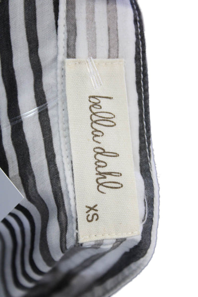 Bella Dahl Women Black Striped V-Neck Button-Up Sleeveless Blouse Size XS