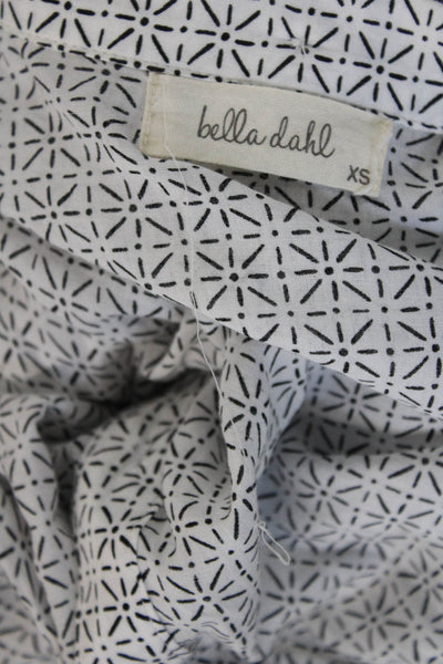 Bella Dahl Womens White Aztec Rayon Button-Up Blouse Longsleeve Size XS