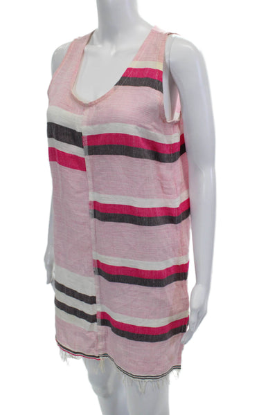 Lem Lem Womens Pink Striped Tank Dress Beach Sleeveless Round Neck Size S