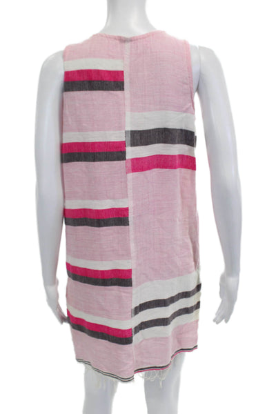 Lem Lem Womens Pink Striped Tank Dress Beach Sleeveless Round Neck Size S