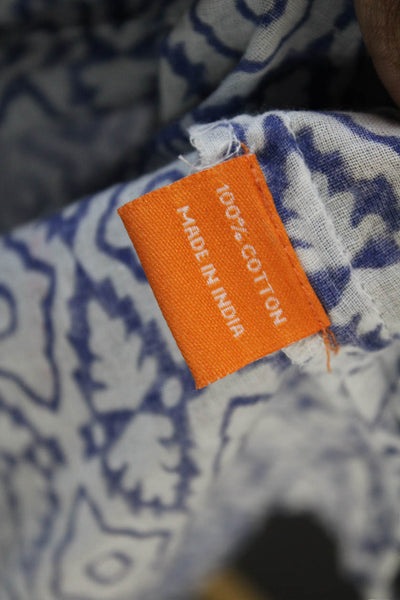 Oliphant Women Shift Dress Blue Aztec Cotton Short Sleeve Size XS