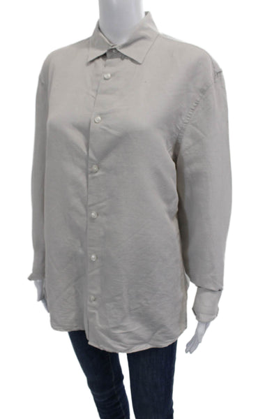Express Women Gray Collared Long Sleeve Button-Up Blouse Size M