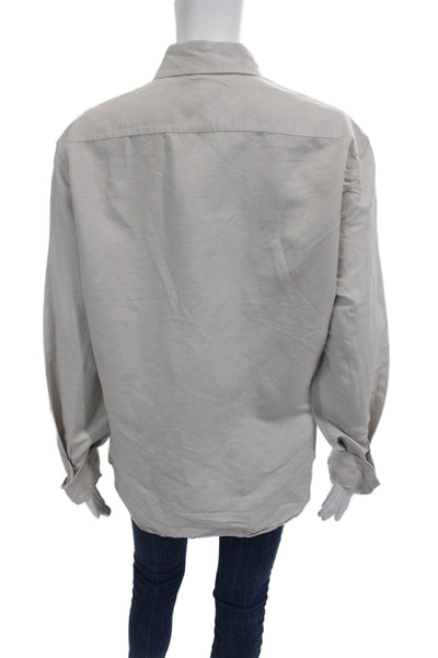 Express Women Gray Collared Long Sleeve Button-Up Blouse Size M