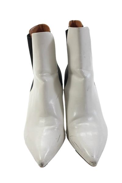 Zara Womens Textured Pointed Toe Heeled Slip On Booties White Size EUR 41