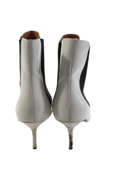 Zara Womens Textured Pointed Toe Heeled Slip On Booties White Size EUR 41