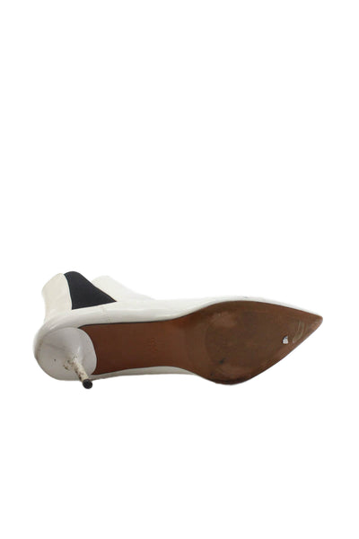 Zara Womens Textured Pointed Toe Heeled Slip On Booties White Size EUR 41