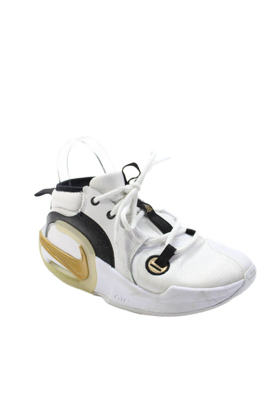 Nike Boys Lace Up Rubber Sole Athletic Trainer Sneakers White Black Size 5