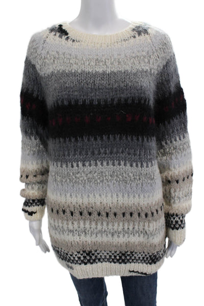 One On One Unisex Beige Fair Isle Crew Neck Pullover Sweater Size 0