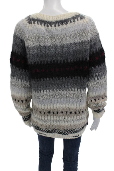 One On One Unisex Beige Fair Isle Crew Neck Pullover Sweater Size 0