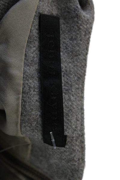 Jenni Kayne Women Gray Wool Basic Blouse Short Sleeve Round Neck Zip Size M