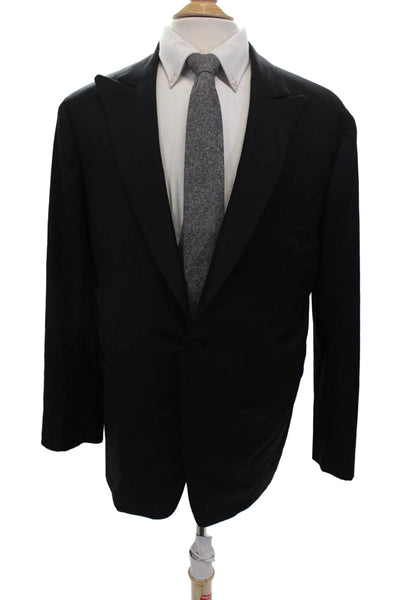 Loro Piana Mens Wool Long Sleeve One Button Blazer Jacket Black Size 42