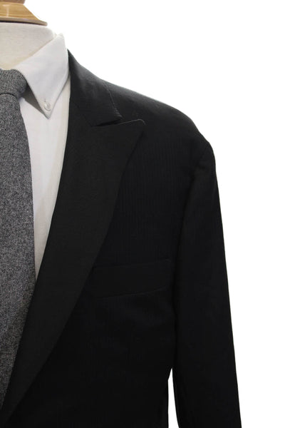 Loro Piana Mens Wool Long Sleeve One Button Blazer Jacket Black Size 42