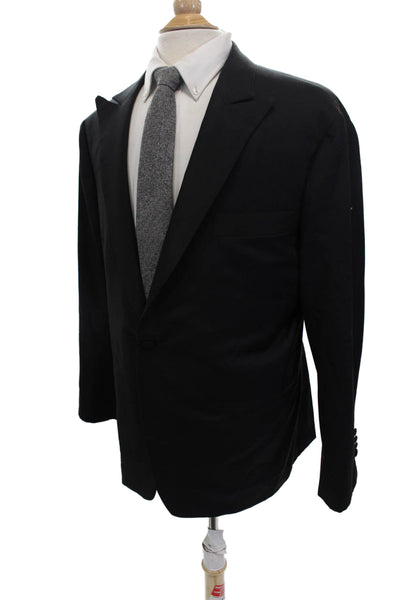 Loro Piana Mens Wool Long Sleeve One Button Blazer Jacket Black Size 42