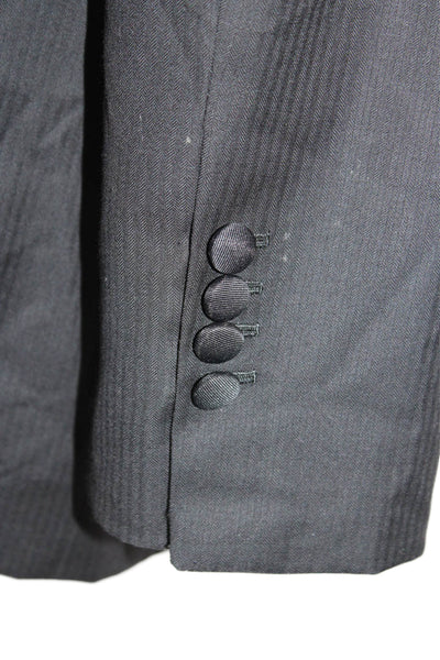 Loro Piana Mens Wool Long Sleeve One Button Blazer Jacket Black Size 42