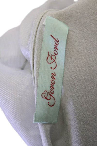 Geren Ford Womens Silk Ruffled V Neck Tank Top Mint Green Size Small