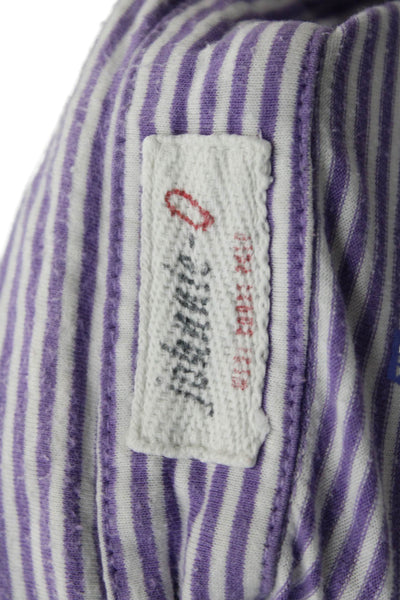 Johnnie-o Mens Cotton Striped Collared Short Sleeve Polo Shirt Purple Size XL