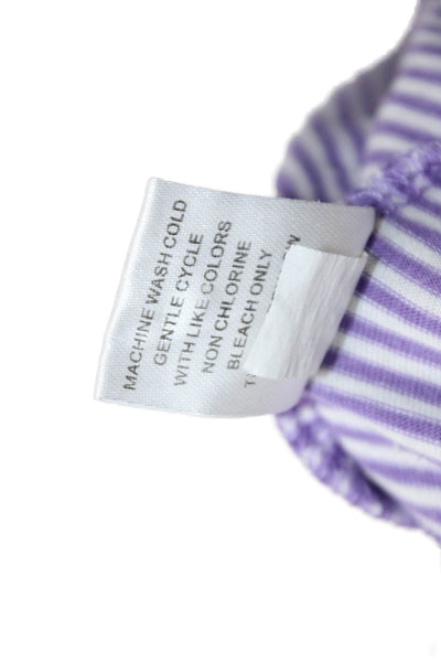 Johnnie-o Mens Cotton Striped Collared Short Sleeve Polo Shirt Purple Size XL