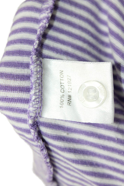 Johnnie-o Mens Cotton Striped Collared Short Sleeve Polo Shirt Purple Size XL