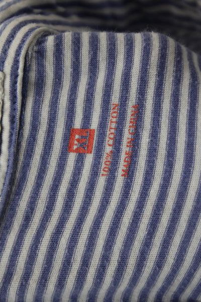 Johnnie-o Mens Cotton Striped Collared Short Sleeve Polo Shirt Blue Size XL