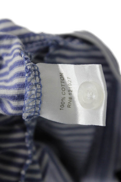 Johnnie-o Mens Cotton Striped Collared Short Sleeve Polo Shirt Blue Size XL