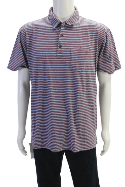 Patagonia Mens Organic Cotton Striped Collared Polo Shirt Red Size XL