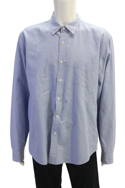 J Crew Mens Cotton Collared Long Sleeve Button Up Shirt Blue Size XL