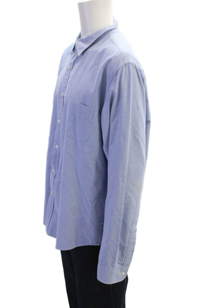 J Crew Mens Cotton Collared Long Sleeve Button Up Shirt Blue Size XL