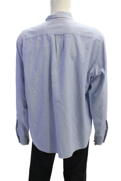 J Crew Mens Cotton Collared Long Sleeve Button Up Shirt Blue Size XL