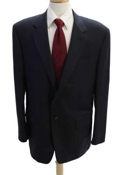 Victor Talbots Mens Solid Two Pocket Button Up Suit Jacket Navy Size 46R