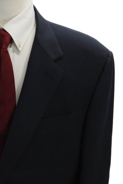 Victor Talbots Mens Solid Two Pocket Button Up Suit Jacket Navy Size 46R