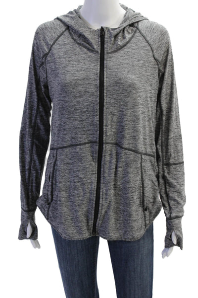 Athleta Womens Full-Zip Hoodie Gray Drawstring Long Sleeve Outdoor Size M