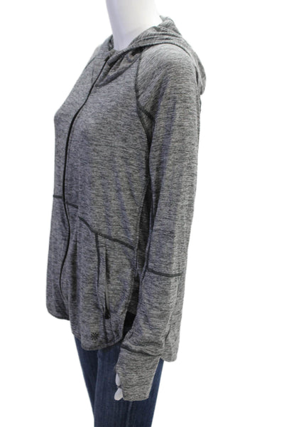 Athleta Womens Full-Zip Hoodie Gray Drawstring Long Sleeve Outdoor Size M