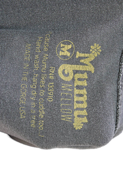 Mumu Mellow Women Basic T-Shirt Dark Gray Graphic Crew Neck Cotton Blend Size M