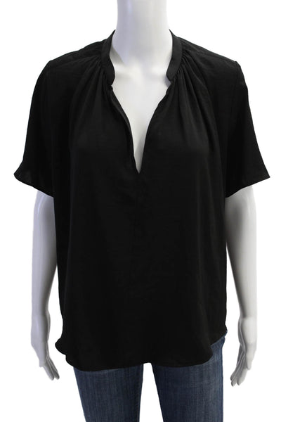 Current Air Women Basic Black Blouse Short Sleeve 100% Polyester Size L