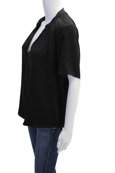 Current Air Women Basic Black Blouse Short Sleeve 100% Polyester Size L