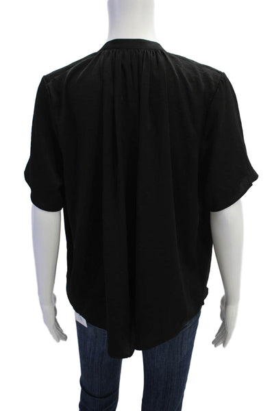 Current Air Women Basic Black Blouse Short Sleeve 100% Polyester Size L