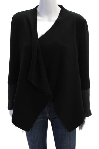 Generation Love Womens Cropped Raw Hem Jacket Black Size Large